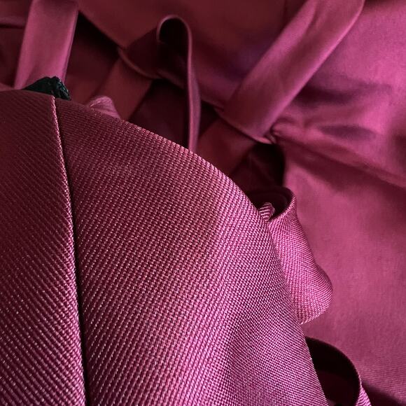 Alfred Sung Dress Size 18 Halter Lace Up Twill Criss Cross Burgundy - Picture 15 of 15